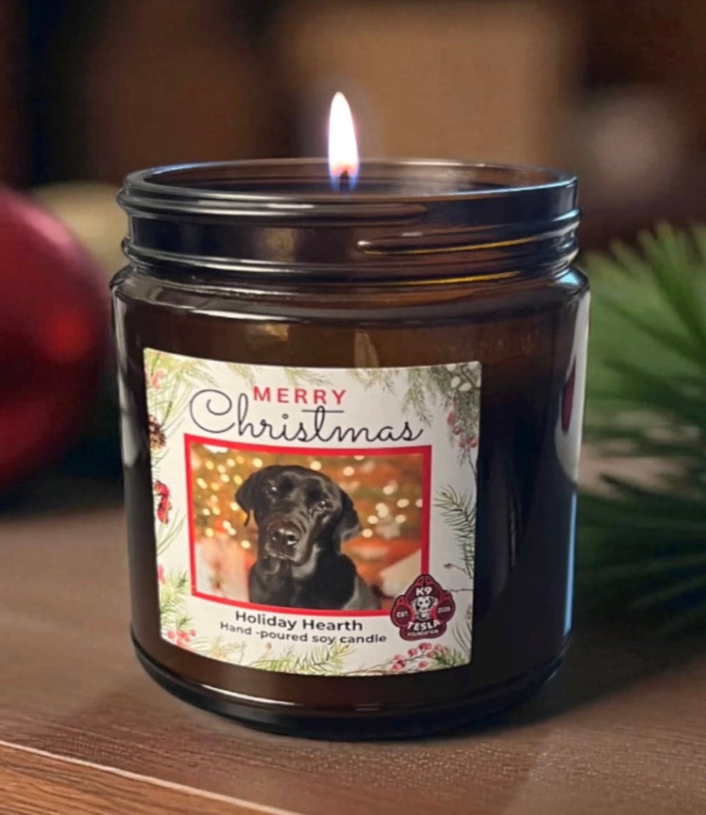 K9 Tesla Foundation Soy Candle Holiday Hearth