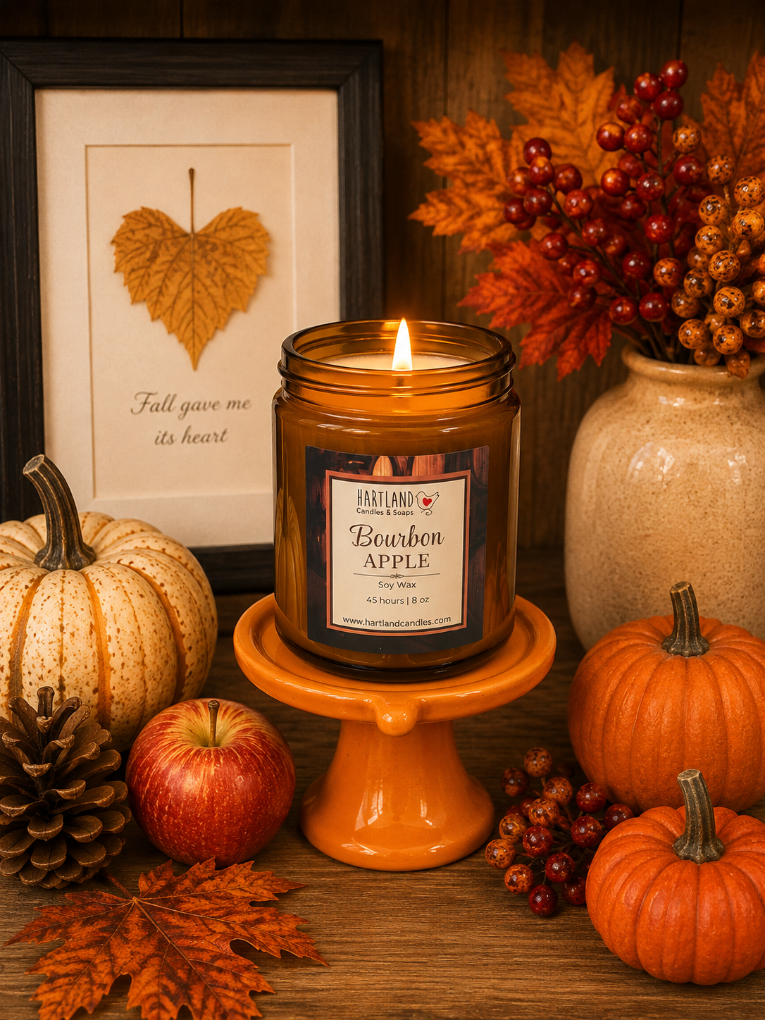 Soy Candle ~ FALL Bourbon Apple 8oz