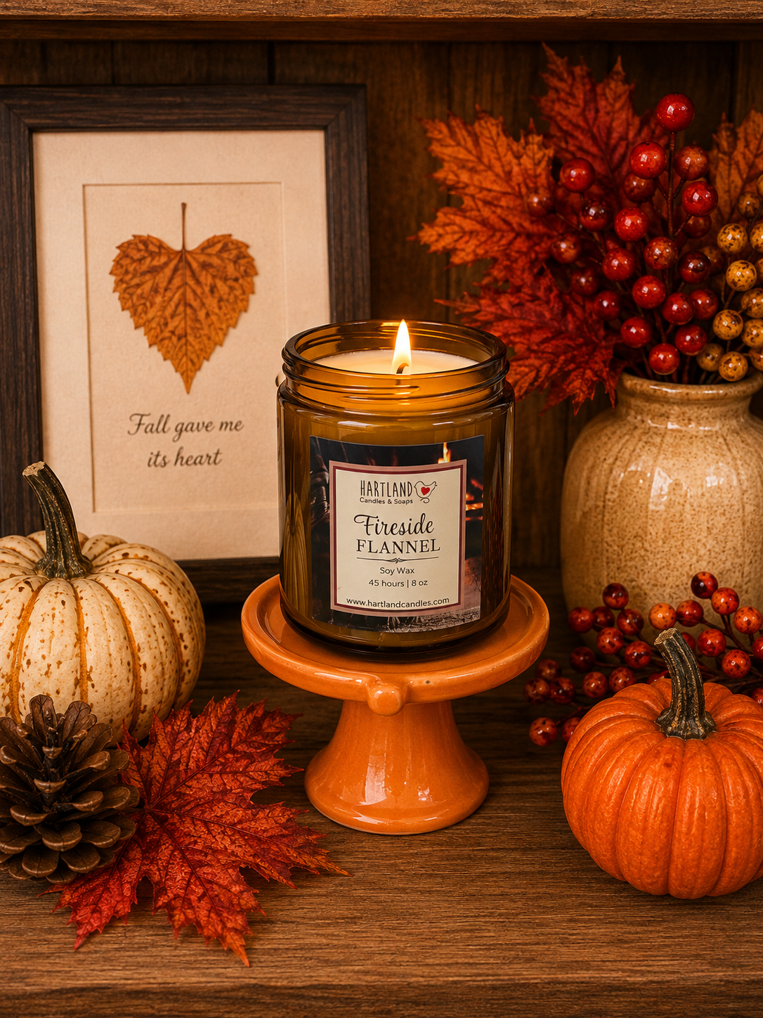 Soy Candle ~ FALL Fireside Flannel 8oz