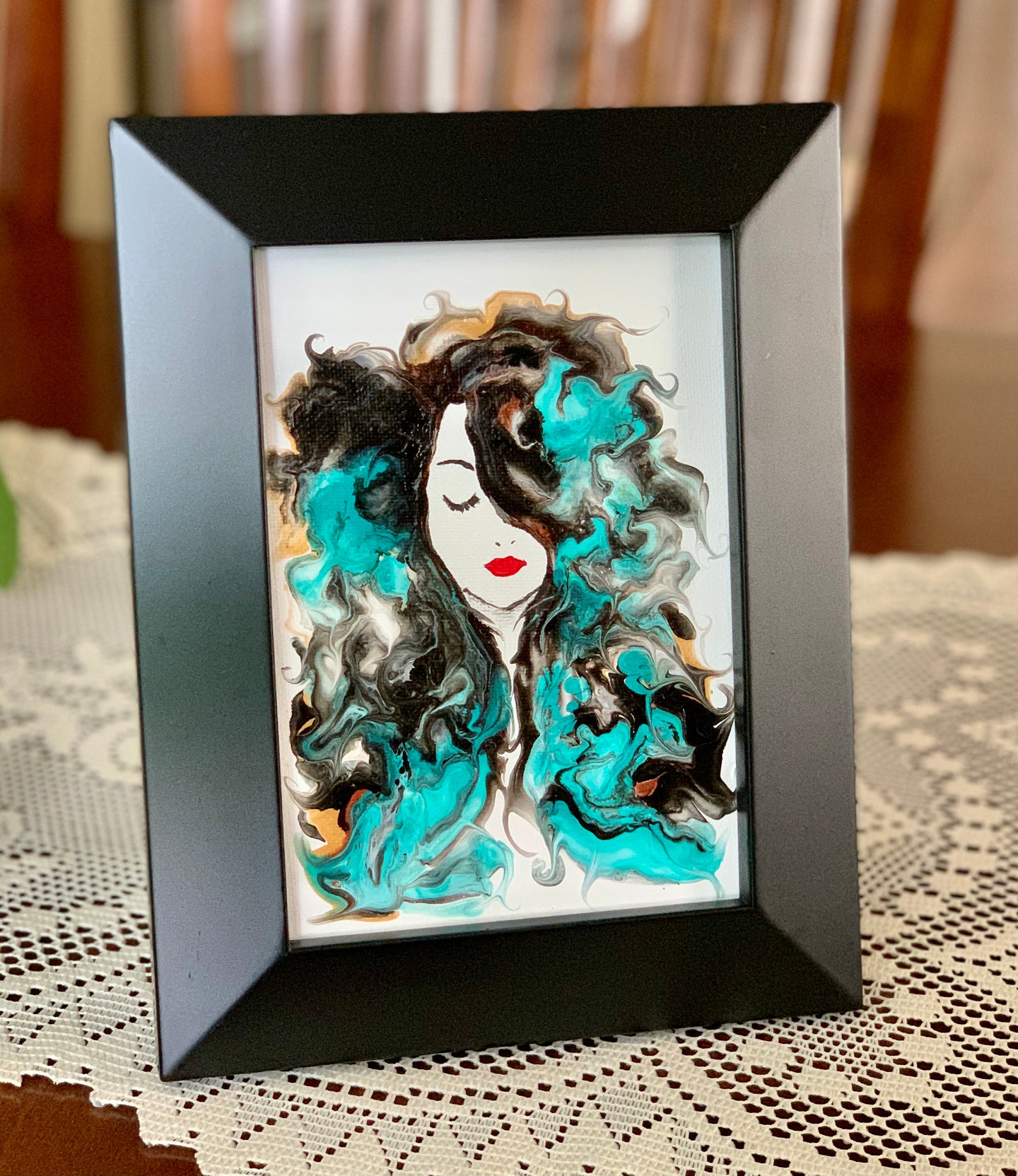Hartland Canvas Tresses Teal Black Frame