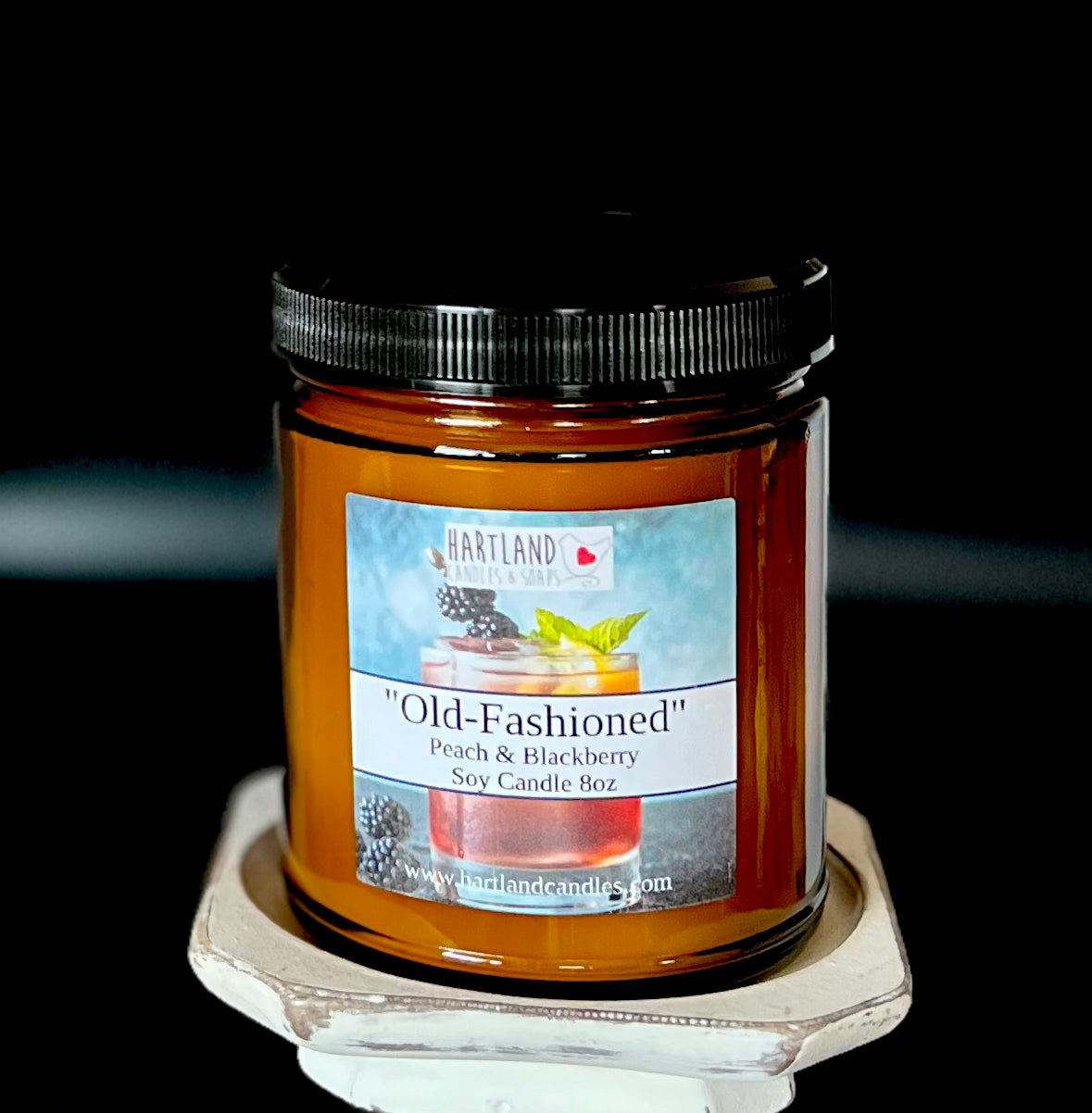 “Old Fashioned” 8oz Soy Candle Peach & Blackberry