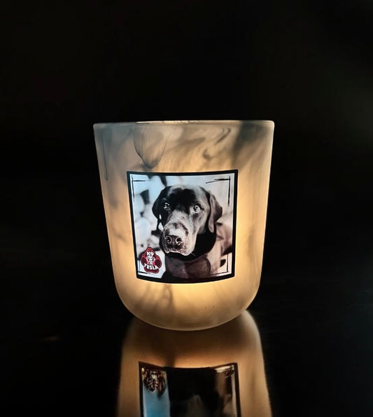 K9 Tesla Scholarship Fund Soy Candle Lavender Embers Frost Jar