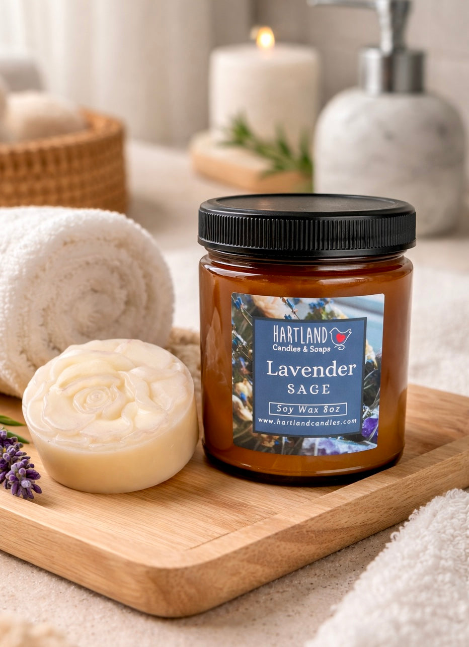 Lavender & Sage Candle Soap Set