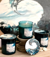 Soy Candle ~ The Wave 9oz with Hand Painted Resin Lid