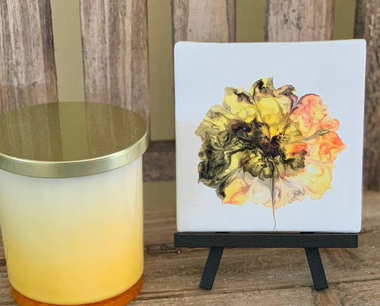 Hartland Canvas ~ Yellow Black and Peach Floral 4x4