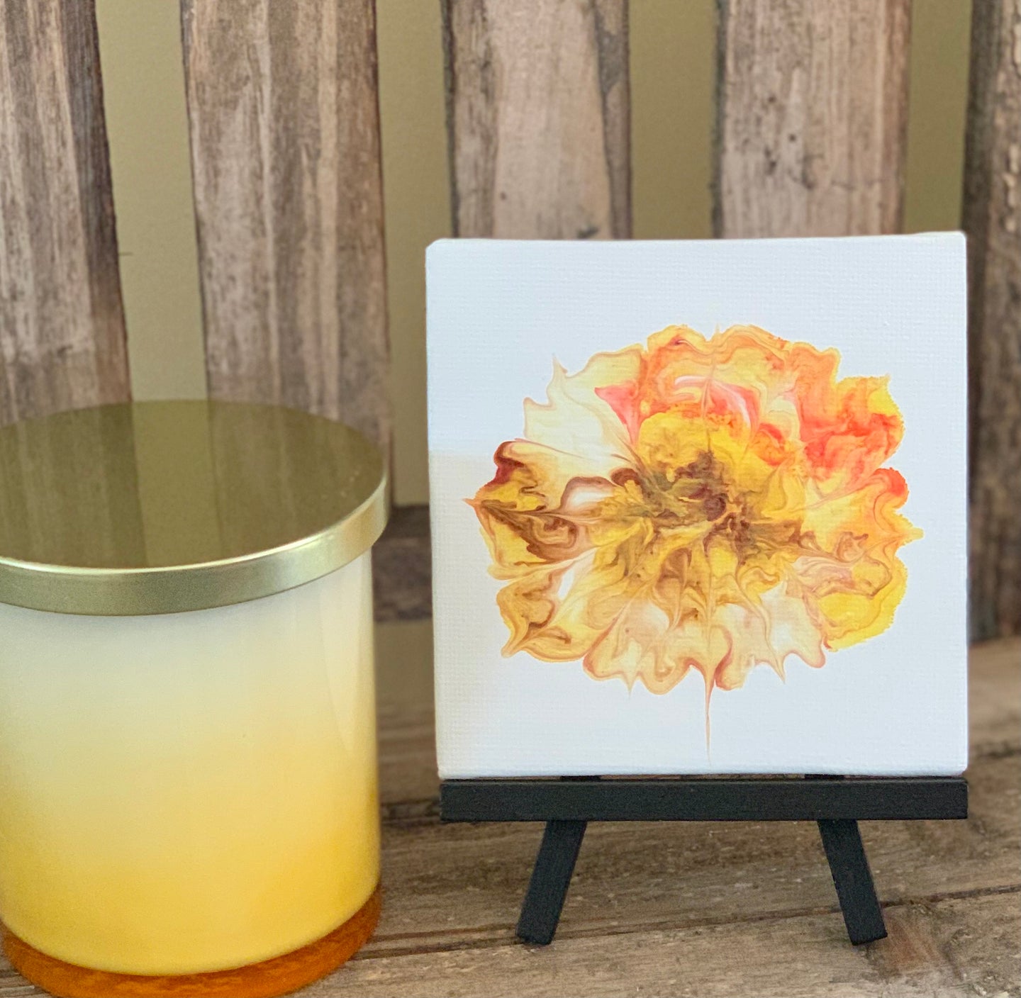 Hartland Canvas ~ Yellow Brown nd Peach Floral 4x4